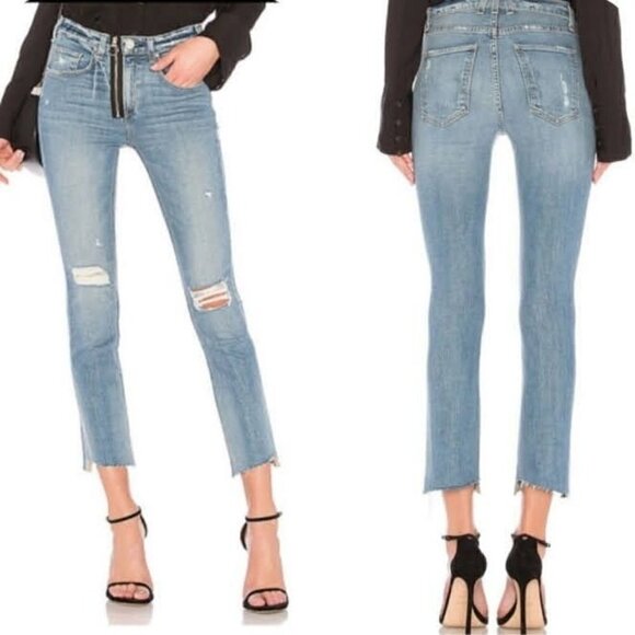 McGuire Vintage Slim Jeans in Vroom Vroom Distressed High Rise Exposed Zipper 30 - Picture 2 of 11